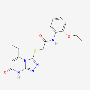 molecular formula C18H21N5O3S B2859709 N-(2-ethoxyphenyl)-2-({7-oxo-5-propyl-7H,8H-[1,2,4]triazolo[4,3-a]pyrimidin-3-yl}sulfanyl)acetamide CAS No. 895003-97-1