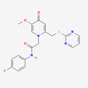 N-(4-fluorophenyl)-2-(5-methoxy-4-oxo-2-((pyrimidin-2-ylthio)methyl)pyridin-1(4H)-yl)acetamide