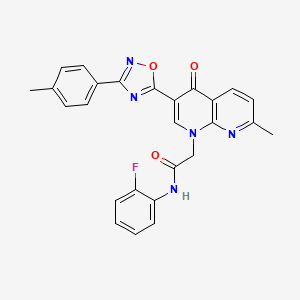 N-(2-fluorophenyl)-2-(7-methyl-4-oxo-3-(3-(p-tolyl)-1,2,4-oxadiazol-5-yl)-1,8-naphthyridin-1(4H)-yl)acetamide