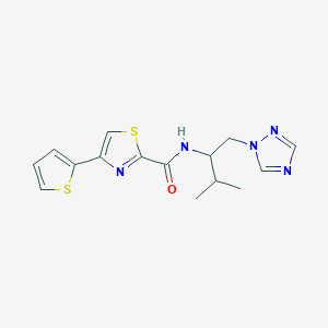 molecular formula C15H17N5OS2 B2859745 N-(3-methyl-1-(1H-1,2,4-triazol-1-yl)butan-2-yl)-4-(thiophen-2-yl)thiazole-2-carboxamide CAS No. 2034535-19-6