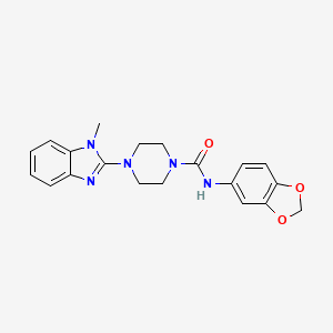 molecular formula C20H21N5O3 B2859765 N-(benzo[d][1,3]dioxol-5-yl)-4-(1-methyl-1H-benzo[d]imidazol-2-yl)piperazine-1-carboxamide CAS No. 1226431-92-0