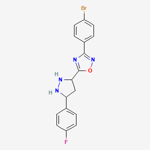 3-(4-Bromophenyl)-5-[5-(4-fluorophenyl)pyrazolidin-3-yl]-1,2,4-oxadiazole