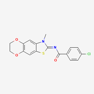 4-chloro-N-(3-methyl-6,7-dihydro-[1,4]dioxino[2,3-f][1,3]benzothiazol-2-ylidene)benzamide