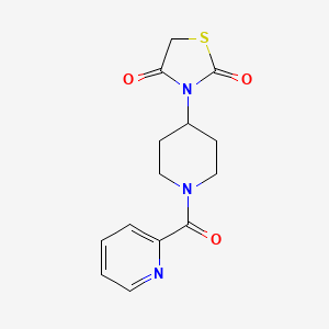 molecular formula C14H15N3O3S B2859814 3-[1-(pyridine-2-carbonyl)piperidin-4-yl]-1,3-thiazolidine-2,4-dione CAS No. 1787881-59-7