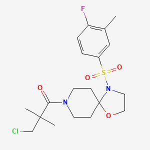molecular formula C19H26ClFN2O4S B2859842 3-chloro-1-[4-(4-fluoro-3-methylbenzenesulfonyl)-1-oxa-4,8-diazaspiro[4.5]decan-8-yl]-2,2-dimethylpropan-1-one CAS No. 923139-30-4