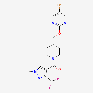B2859857 [4-[(5-Bromopyrimidin-2-yl)oxymethyl]piperidin-1-yl]-[3-(difluoromethyl)-1-methylpyrazol-4-yl]methanone CAS No. 2379971-91-0