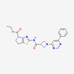 ethyl 2-(1-(6-phenylpyrimidin-4-yl)azetidine-3-carboxamido)-5,6-dihydro-4H-cyclopenta[d]thiazole-4-carboxylate
