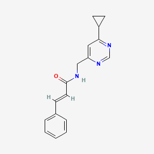 molecular formula C17H17N3O B2859863 N-((6-cyclopropylpyrimidin-4-yl)methyl)cinnamamide CAS No. 2321334-00-1