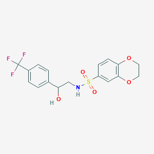 molecular formula C17H16F3NO5S B2859875 N-{2-hydroxy-2-[4-(trifluoromethyl)phenyl]ethyl}-2,3-dihydro-1,4-benzodioxine-6-sulfonamide CAS No. 1351660-27-9