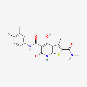 molecular formula C20H21N3O4S B2859877 N5-(3,4-dimethylphenyl)-4-hydroxy-N2,N2,3-trimethyl-6-oxo-6,7-dihydrothieno[2,3-b]pyridine-2,5-dicarboxamide CAS No. 1251707-02-4