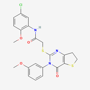 molecular formula C22H20ClN3O4S2 B2859884 N-(5-chloro-2-methoxyphenyl)-2-((3-(3-methoxyphenyl)-4-oxo-3,4,6,7-tetrahydrothieno[3,2-d]pyrimidin-2-yl)thio)acetamide CAS No. 877655-06-6