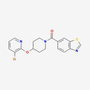 molecular formula C18H16BrN3O2S B2859886 Benzo[d]thiazol-6-yl(4-((3-bromopyridin-2-yl)oxy)piperidin-1-yl)methanone CAS No. 1448079-18-2