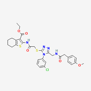 molecular formula C31H32ClN5O5S2 B2859887 ethyl 2-(2-((4-(3-chlorophenyl)-5-((2-(4-methoxyphenyl)acetamido)methyl)-4H-1,2,4-triazol-3-yl)thio)acetamido)-4,5,6,7-tetrahydrobenzo[b]thiophene-3-carboxylate CAS No. 393852-17-0