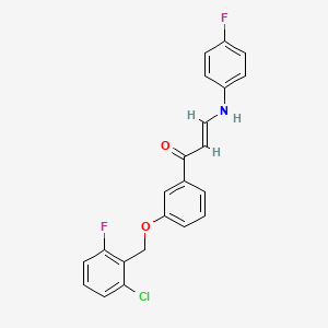molecular formula C22H16ClF2NO2 B2859898 (2E)-1-{3-[(2-chloro-6-fluorophenyl)methoxy]phenyl}-3-[(4-fluorophenyl)amino]prop-2-en-1-one CAS No. 478039-90-6