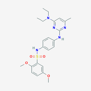 molecular formula C23H29N5O4S B2859931 N-(4-{[4-(diethylamino)-6-methylpyrimidin-2-yl]amino}phenyl)-2,5-dimethoxybenzene-1-sulfonamide CAS No. 923244-32-0