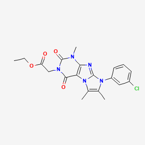 molecular formula C20H20ClN5O4 B2859967 ethyl 2-[8-(3-chlorophenyl)-1,6,7-trimethyl-2,4-dioxo-1H,2H,3H,4H,8H-imidazo[1,2-g]purin-3-yl]acetate CAS No. 887459-57-6