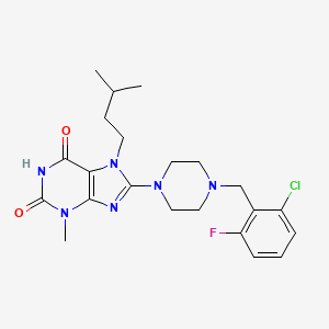 8-(4-(2-chloro-6-fluorobenzyl)piperazin-1-yl)-7-isopentyl-3-methyl-1H-purine-2,6(3H,7H)-dione