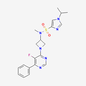 molecular formula C20H23FN6O2S B2859981 N-[1-(5-fluoro-6-phenylpyrimidin-4-yl)azetidin-3-yl]-N-methyl-1-(propan-2-yl)-1H-imidazole-4-sulfonamide CAS No. 2380188-25-8