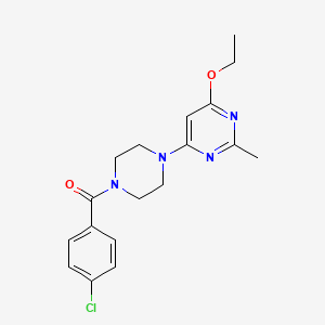 molecular formula C18H21ClN4O2 B2860019 (4-Chlorophenyl)(4-(6-ethoxy-2-methylpyrimidin-4-yl)piperazin-1-yl)methanone CAS No. 946230-64-4