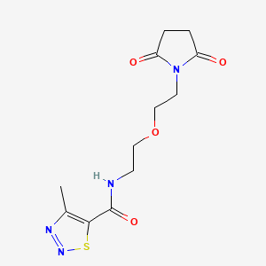 molecular formula C12H16N4O4S B2860062 N-(2-(2-(2,5-dioxopyrrolidin-1-yl)ethoxy)ethyl)-4-methyl-1,2,3-thiadiazole-5-carboxamide CAS No. 2034225-30-2