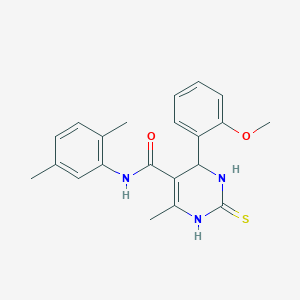 molecular formula C21H23N3O2S B2860090 N-(2,5-dimethylphenyl)-4-(2-methoxyphenyl)-6-methyl-2-thioxo-1,2,3,4-tetrahydropyrimidine-5-carboxamide CAS No. 537680-28-7