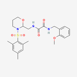 molecular formula C24H31N3O6S B2860108 N1-((3-(mesitylsulfonyl)-1,3-oxazinan-2-yl)methyl)-N2-(2-methoxybenzyl)oxalamide CAS No. 872976-05-1