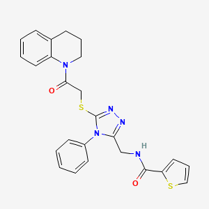 molecular formula C25H23N5O2S2 B2860116 N-[(5-{[2-oxo-2-(1,2,3,4-tetrahydroquinolin-1-yl)ethyl]sulfanyl}-4-phenyl-4H-1,2,4-triazol-3-yl)methyl]thiophene-2-carboxamide CAS No. 394215-16-8