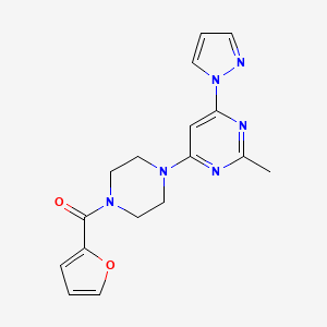 molecular formula C17H18N6O2 B2860131 furan-2-yl(4-(2-methyl-6-(1H-pyrazol-1-yl)pyrimidin-4-yl)piperazin-1-yl)methanone CAS No. 1170823-18-3