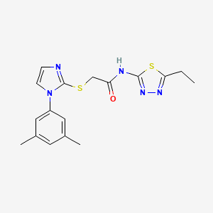 molecular formula C17H19N5OS2 B2860152 2-{[1-(3,5-dimethylphenyl)-1H-imidazol-2-yl]sulfanyl}-N-(5-ethyl-1,3,4-thiadiazol-2-yl)acetamide CAS No. 851131-82-3