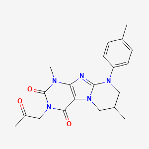 molecular formula C20H23N5O3 B2860154 1,7-dimethyl-9-(4-methylphenyl)-3-(2-oxopropyl)-7,8-dihydro-6H-purino[7,8-a]pyrimidine-2,4-dione CAS No. 845803-45-4