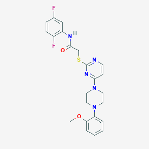 molecular formula C23H23F2N5O2S B2860165 N-(2,5-difluorophenyl)-2-({4-[4-(2-methoxyphenyl)piperazin-1-yl]pyrimidin-2-yl}sulfanyl)acetamide CAS No. 1115915-45-1
