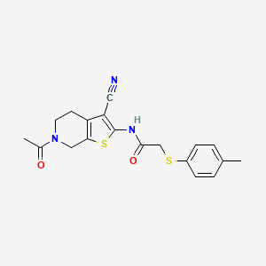 molecular formula C19H19N3O2S2 B2860179 N-(6-acetyl-3-cyano-4,5,6,7-tetrahydrothieno[2,3-c]pyridin-2-yl)-2-(p-tolylthio)acetamide CAS No. 895457-65-5