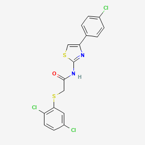 molecular formula C17H11Cl3N2OS2 B2860199 N-[4-(4-chlorophenyl)-1,3-thiazol-2-yl]-2-[(2,5-dichlorophenyl)sulfanyl]acetamide CAS No. 338959-63-0
