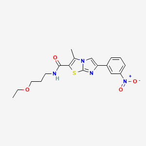 molecular formula C18H20N4O4S B2860210 N-(3-ethoxypropyl)-3-methyl-6-(3-nitrophenyl)imidazo[2,1-b][1,3]thiazole-2-carboxamide CAS No. 852135-57-0
