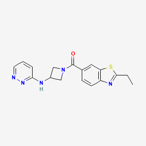 molecular formula C17H17N5OS B2860221 N-[1-(2-ethyl-1,3-benzothiazole-6-carbonyl)azetidin-3-yl]pyridazin-3-amine CAS No. 2097900-95-1