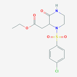 molecular formula C14H17ClN2O5S B2860225 Ethyl 2-(1-(4-chlorophenylsulfonyl)-3-oxopiperazin-2-yl)acetate CAS No. 318288-68-5