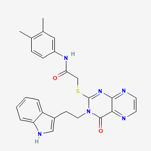 molecular formula C26H24N6O2S B2860239 N-(3,4-dimethylphenyl)-2-({3-[2-(1H-indol-3-yl)ethyl]-4-oxo-3,4-dihydropteridin-2-yl}sulfanyl)acetamide CAS No. 902881-67-8