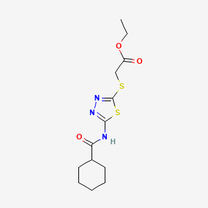 molecular formula C13H19N3O3S2 B2860244 ethyl 2-[(5-cyclohexaneamido-1,3,4-thiadiazol-2-yl)sulfanyl]acetate CAS No. 392317-97-4