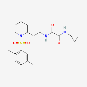 molecular formula C20H29N3O4S B2860255 N-cyclopropyl-N'-{2-[1-(2,5-dimethylbenzenesulfonyl)piperidin-2-yl]ethyl}ethanediamide CAS No. 898461-36-4