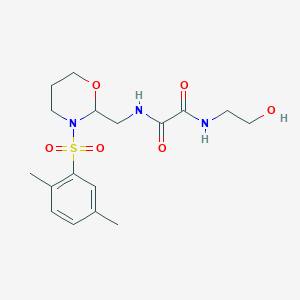 molecular formula C17H25N3O6S B2860264 N'-{[3-(2,5-dimethylbenzenesulfonyl)-1,3-oxazinan-2-yl]methyl}-N-(2-hydroxyethyl)ethanediamide CAS No. 872724-31-7