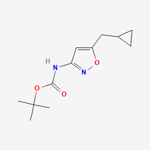 molecular formula C12H18N2O3 B2860277 tert-butylN-[5-(cyclopropylmethyl)-1,2-oxazol-3-yl]carbamate CAS No. 2416230-30-1