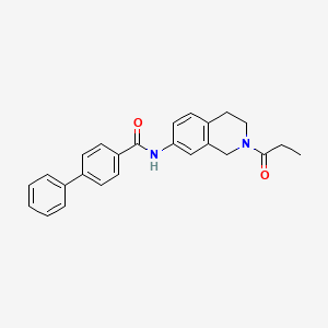 molecular formula C25H24N2O2 B2860300 N-(2-propanoyl-1,2,3,4-tetrahydroisoquinolin-7-yl)-[1,1'-biphenyl]-4-carboxamide CAS No. 955735-85-0