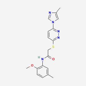 molecular formula C18H19N5O2S B2860304 N-(2-methoxy-5-methylphenyl)-2-((6-(4-methyl-1H-imidazol-1-yl)pyridazin-3-yl)thio)acetamide CAS No. 1251547-78-0