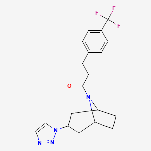 molecular formula C19H21F3N4O B2860306 1-[3-(1H-1,2,3-triazol-1-yl)-8-azabicyclo[3.2.1]octan-8-yl]-3-[4-(trifluoromethyl)phenyl]propan-1-one CAS No. 2309313-67-3