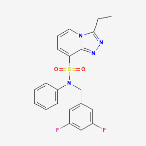 molecular formula C21H18F2N4O2S B2860321 N-[(3,5-difluorophenyl)methyl]-3-ethyl-N-phenyl-[1,2,4]triazolo[4,3-a]pyridine-8-sulfonamide CAS No. 1251694-60-6