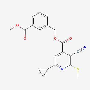 B2860331 [3-(Methoxycarbonyl)phenyl]methyl 3-cyano-6-cyclopropyl-2-(methylsulfanyl)pyridine-4-carboxylate CAS No. 1111591-97-9