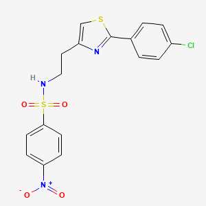 molecular formula C17H14ClN3O4S2 B2860386 N-(2-(2-(4-chlorophenyl)thiazol-4-yl)ethyl)-4-nitrobenzenesulfonamide CAS No. 941950-44-3