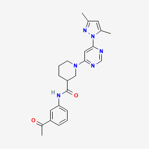 molecular formula C23H26N6O2 B2860388 N-(3-acetylphenyl)-1-(6-(3,5-dimethyl-1H-pyrazol-1-yl)pyrimidin-4-yl)piperidine-3-carboxamide CAS No. 1334375-80-2