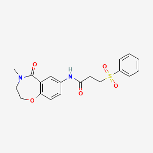 molecular formula C19H20N2O5S B2860440 3-(benzenesulfonyl)-N-(4-methyl-5-oxo-2,3,4,5-tetrahydro-1,4-benzoxazepin-7-yl)propanamide CAS No. 1208533-42-9
