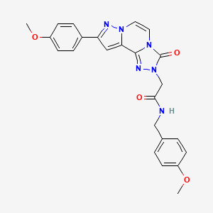 molecular formula C24H22N6O4 B2860452 N-[(4-methoxyphenyl)methyl]-2-[11-(4-methoxyphenyl)-5-oxo-3,4,6,9,10-pentazatricyclo[7.3.0.02,6]dodeca-1(12),2,7,10-tetraen-4-yl]acetamide CAS No. 1207049-17-9
